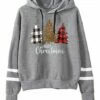 New 😍 UDEAR Gray & White Stripe 'Merry 🎄 Christmas' Tree Hoodie - Plus 🔥