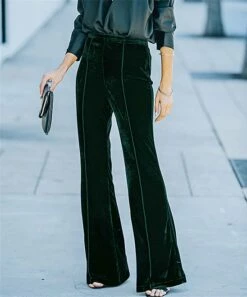 Coupon 🎉 UDEAR Blackish-Green Velvet Wide-Leg Pants - 👩 Women & Plus 💯