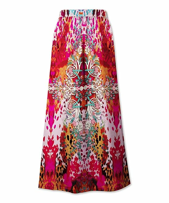 New โ๏ธ UDEAR Rose Red & Orange Floral Abstract Maxi ๐ Skirt - Plus ๐คฉ - Image 2