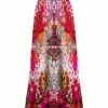 New ✔️ UDEAR Rose Red & Orange Floral Abstract Maxi 👗 Skirt - Plus 🤩