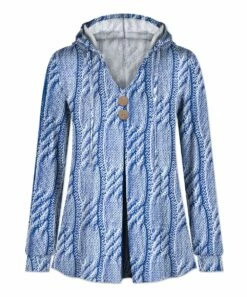 Best Pirce 🌟 UDEAR Blue Abstract Hooded Button-Up Cardigan - 👩 Women 🌟