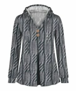 Best reviews of 😀 UDEAR Gray Abstract Hooded Button-Up Cardigan - 👩 Women 🥰