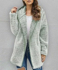 Deals 🤩 UDEAR Green Fleece Hooded 🧥 Coat - 👩 Women 🔥