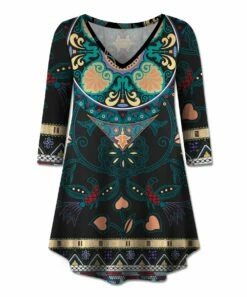 Best Pirce ✨ UDEAR Red & Black Abstract V-Neck Tunic - Plus 🎁