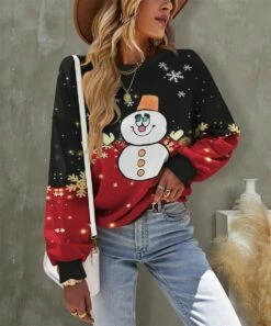 Hot Sale ✔️ UDEAR Black & Red Snowman Long-Sleeve Tee - Plus 🥰