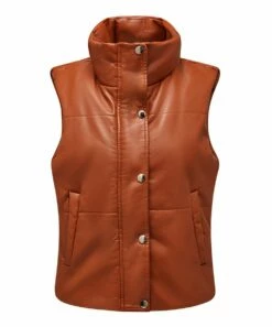 Best reviews of โ๏ธ UDEAR Light Tan Faux Leather Pocket Mock Neck Vest - Plus โ๏ธ