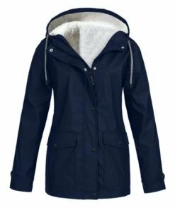 New 😍 UDEAR Navy Blue Fleece-Lined Raincoat - 👩 Women & Plus ✔️
