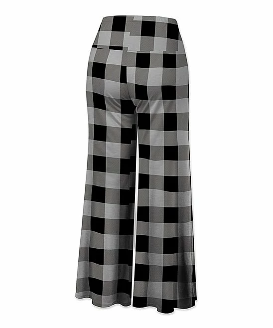 Top 10 ⌛ UDEAR Black & Light Gray Plaid Wide-Leg Pants - 👩 Women 🌟 - Image 2