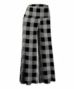 Top 10 ⌛ UDEAR Black & Light Gray Plaid Wide-Leg Pants - 👩 Women 🌟