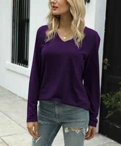 Top 10 😍 UDEAR Dark Purple V-Neck Top - Plus 💯