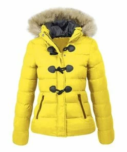 Best Sale 🥰 UDEAR Yellow & Black Faux Fur-Trim Parka - Plus 🛒