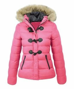 Brand new 🔔 UDEAR Pink & Black Faux Fur-Trim Parka - Plus ✔️