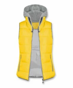 Outlet 👍 UDEAR Yellow Hooded Puffer Vest - 👩 Women 💯