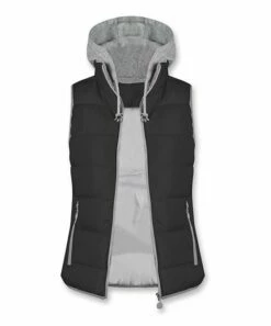 Coupon 🧨 UDEAR Black Hooded Puffer Vest - 👩 Women ✨