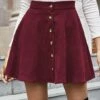 Best deal 🥰 UDEAR Dark Burgundy Button-Up Circle 👗 Skirt - 👩 Women 🥰
