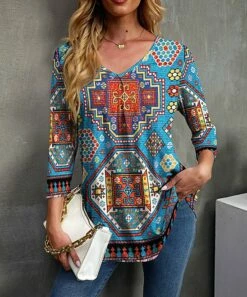 Best reviews of 👍 UDEAR Yellow & Blue Abstract V-Neck Long-Sleeve Top - 👩 Women ❤️