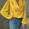 Flash Sale 👏 UDEAR Yellow Long-Sleeve Cowl Neck Top - 👩 Women 🎉