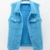 Wholesale ❤️ UDEAR Sky Blue Pocket Button-Up Vest - 👩 Women ✔️