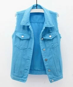 Wholesale ❤️ UDEAR Sky Blue Pocket Button-Up Vest - 👩 Women ✔️