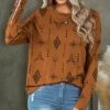 Best Pirce 😀 UDEAR Black & Earth Yellow Geometric Long-Sleeve Crewneck Top - 👩 Women 🥰