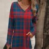 Buy ❤️ UDEAR Blue & Red Plaid V-Neck Top - Plus 🌟