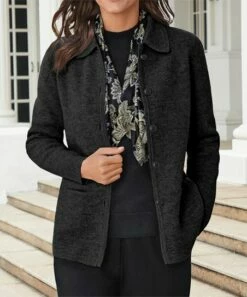 Buy 🛒 UDEAR Black Pocket Button-Up Collared Jacket - Plus 🤩