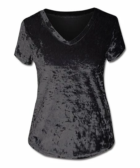Hot Sale ๐ UDEAR Black Velvet Short-Sleeve T-shirt - ๐ฉ Women ๐