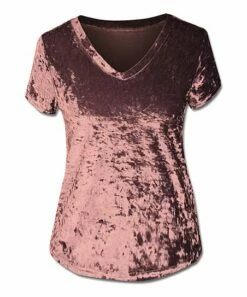 Top 10 😍 UDEAR Pink Velvet V-Neck Tee - 👩 Women & Plus 😍
