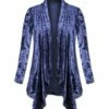 Best Sale 🧨 UDEAR Blue Velvet Drape-Front Open Cardigan - 👩 Women & Plus 🛒