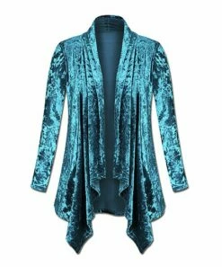 Discount 😉 UDEAR Peppermint Green Velvet Drape-Front Open Cardigan - 👩 Women & Plus 💯