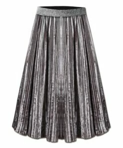 Best Pirce ❤️ UDEAR Coffee Waistband Velvet Pleated 👗 Skirt - 👩 Women & Plus ❤️