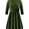 Buy 🌟 UDEAR Dark Green Velvet Surplice 👗 Dress - 👩 Women 🥰