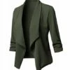 Best Sale 🔥 UDEAR Green Drape-Front Three-Quarter Sleeve Blazer - 👩 Women 🔥