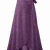 Best reviews of 🤩 UDEAR Heather Purple Faux Wrap Maxi 👗 Skirt - 👩 Women 🤩