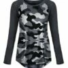 Buy ✨ UDEAR Gray Camouflage Raglan Top - 👩 Women 🤩