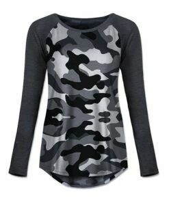Buy ✨ UDEAR Gray Camouflage Raglan Top - 👩 Women 🤩