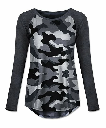 Buy โจ UDEAR Gray Camouflage Raglan Top - ๐ฉ Women ๐คฉ