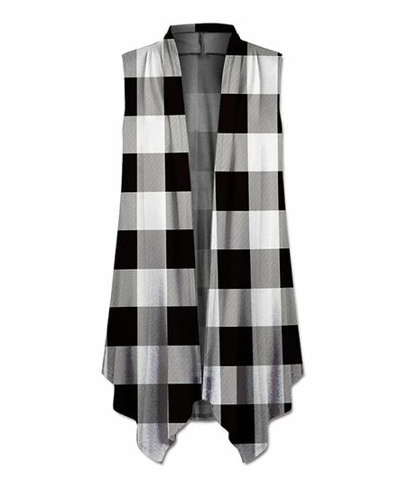 New ๐ UDEAR Black & White Buffalo Check Drape Vest - Plus ๐