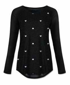 Promo 🔥 UDEAR Black & White Heart Raglan Top - 👩 Women ✔️