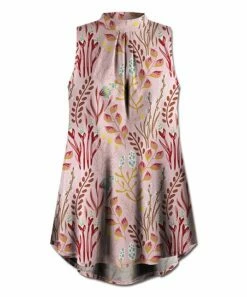 Outlet 🧨 UDEAR Pink Floral Mock Neck Sleeveless Top - 👩 Women 🌟