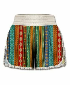 Wholesale ❤️ UDEAR Red & Blue Geometric Stripe Crochet-Trim Shorts - 👩 Women & Plus ⭐