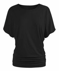 Coupon 🌟 UDEAR Black Ruched-Hem Dolman Top - 👩 Women 🔥