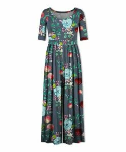 Outlet ✨ UDEAR Blue & Green Floral Leaves Round-Neck Half-Sleeve Jumpsuit - 👩 Women ✔️