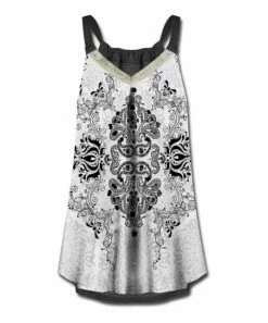Best Sale 🔔 UDEAR White & Black Floral Leaves V-Neck Tank - 👩 Women 🎉