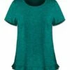 Budget 🤩 UDEAR Heather Green Ruffle-Hem Short-Sleeve Top - 👩 Women 🥰