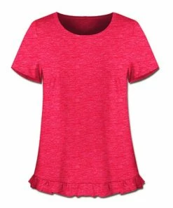 Coupon 🥰 UDEAR Heather Pink Ruffle-Hem Short-Sleeve Tee - Plus 💯