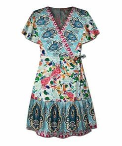Buy ๐ UDEAR Light Blue & Pink Floral & Geometric Surplice ๐ Dress - Plus ๐
