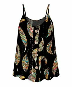 Best reviews of 👍 UDEAR Black & Gold Feather Scoop Neck Button-Accent Tank - 👩 Women 🤩