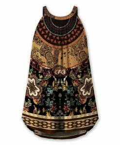 Budget 😍 UDEAR Brown Tapestry Relaxed Swing Tank - 👩 Women & Plus 🔔