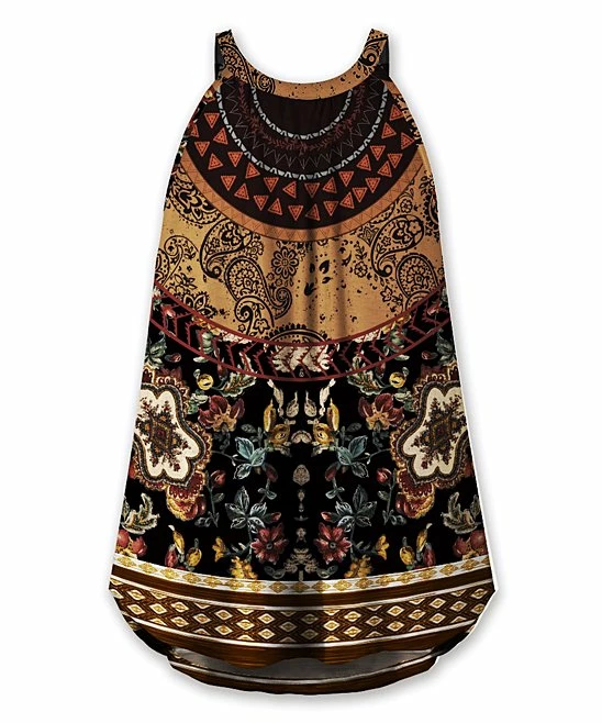 Budget ๐ UDEAR Brown Tapestry Relaxed Swing Tank - ๐ฉ Women & Plus ๐